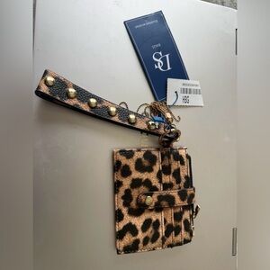 DS Bags Leopard Studded Wristlet Wallet NWT Gold Hardware ID Window